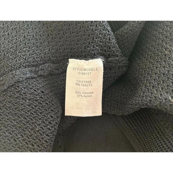 TONIA DEBELLIS Long Open Maxi Cardigan Size XS Black White Trim Mixed Knit - Picture 9 of 9